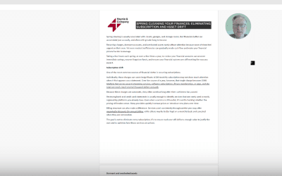 Spring Cleaning Your Finances? Yes, eliminating subscription and asset drift